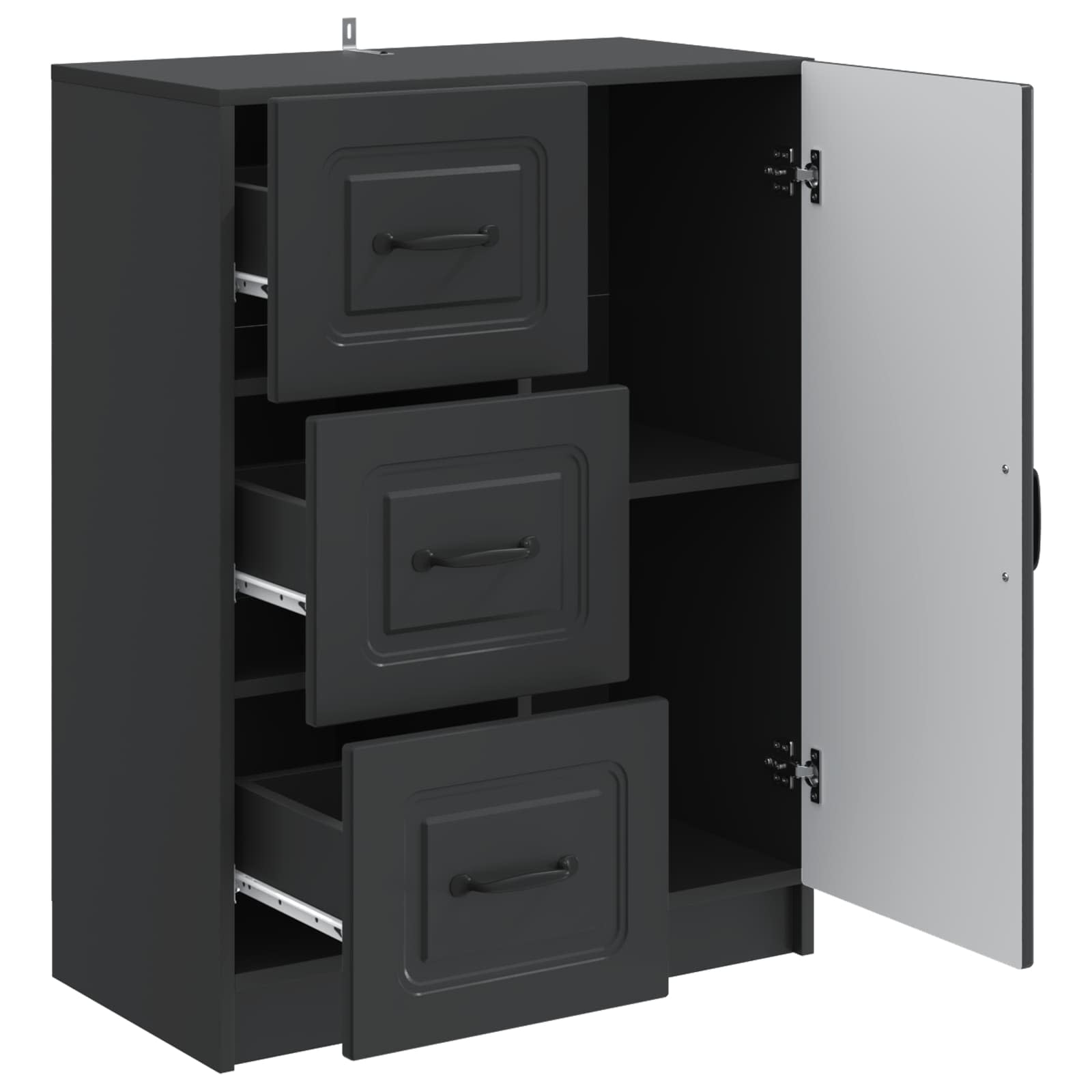 Dressoir met lade Zwart 66 x 34,5 x 87 cm Bewerkt hout