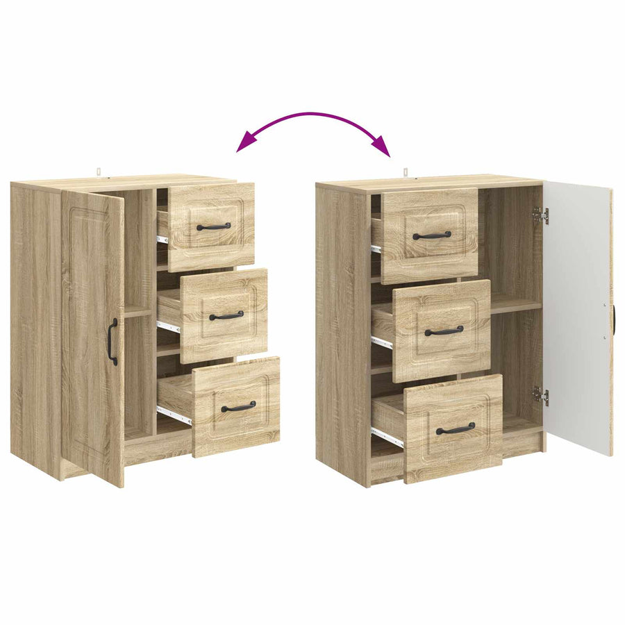 Dressoir met lade Sonoma Eiken 66 x 34,5 x 87 cm Bewerkt hout