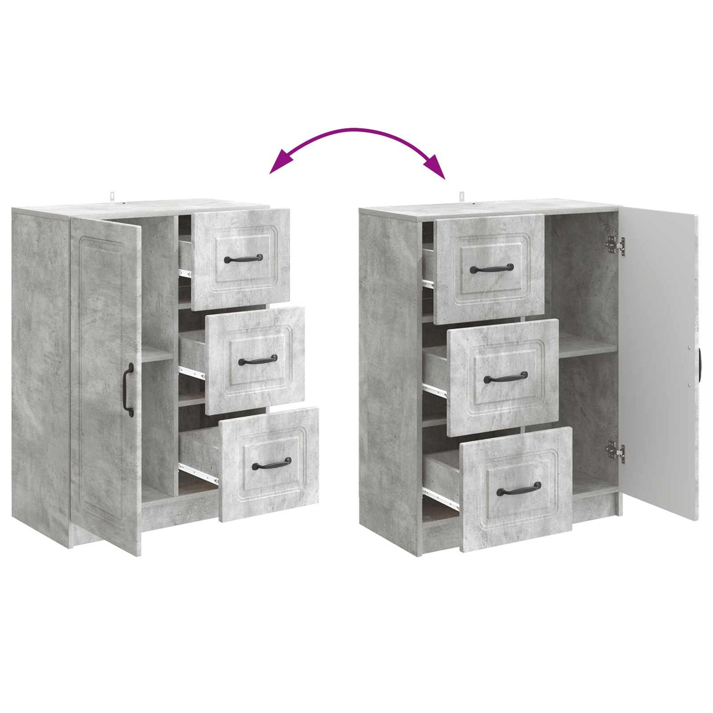 Dressoir met lade Betongrijs 66 x 34,5 x 87 cm Bewerkt hout