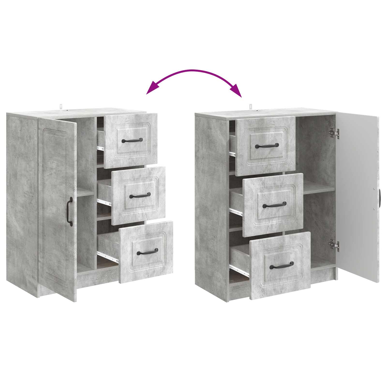 Dressoir met lade Betongrijs 66 x 34,5 x 87 cm Bewerkt hout