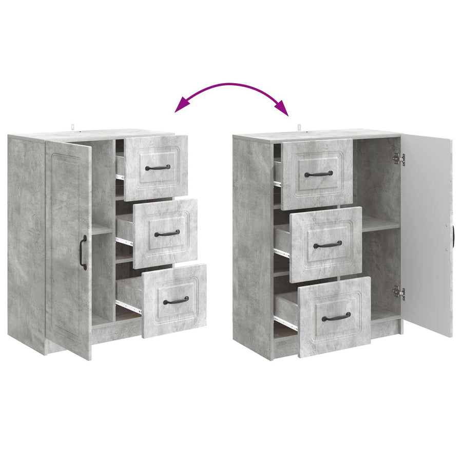 Dressoir met lade Betongrijs 66 x 34,5 x 87 cm Bewerkt hout