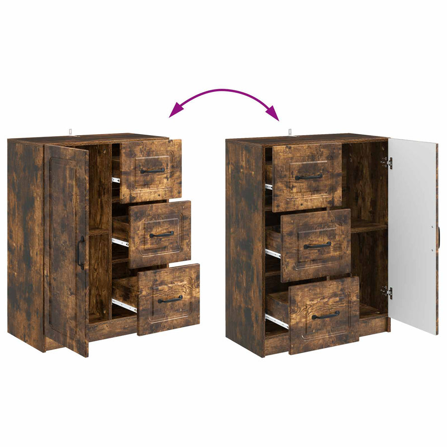 Dressoir met lade Gerookt eiken 66 x 34,5 x 87 cm Bewerkt hout