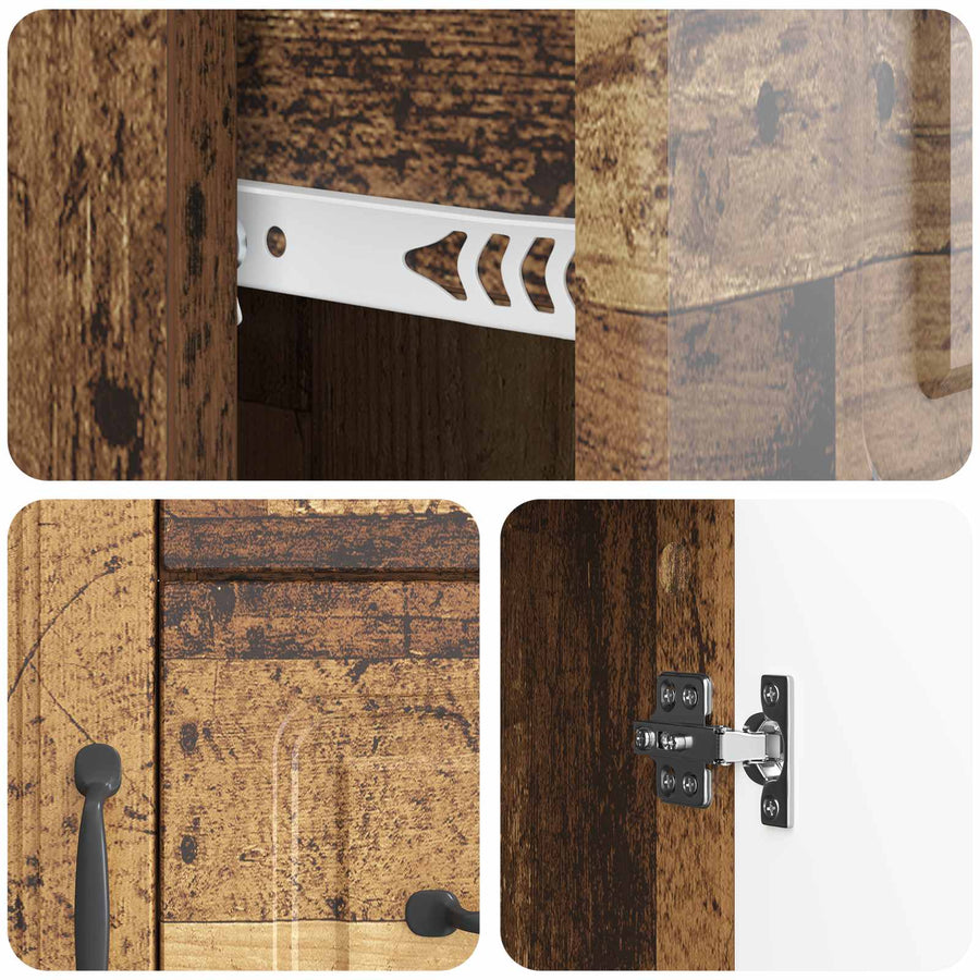 Dressoir met lade Oud hout 66 x 34,5 x 87 cm Bewerkt hout