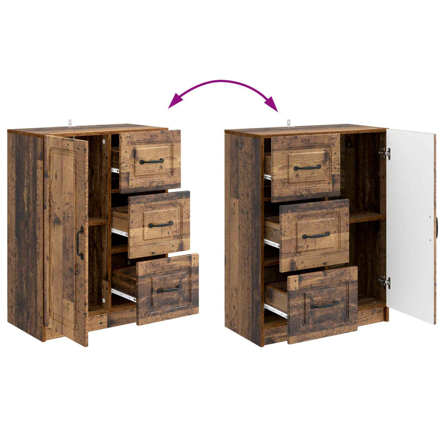 Dressoir met lade Oud hout 66 x 34,5 x 87 cm Bewerkt hout