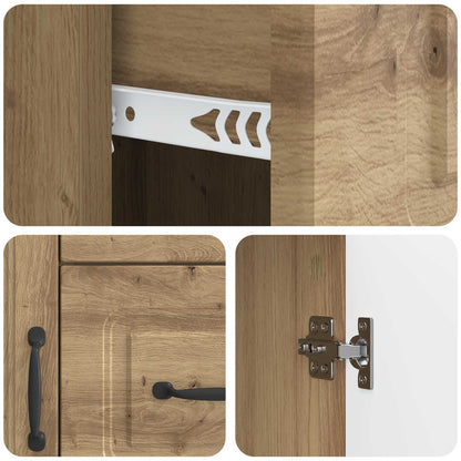 Dressoir Artisanaal eiken 66 x 34,5 x 87 cm Bewerkt hout