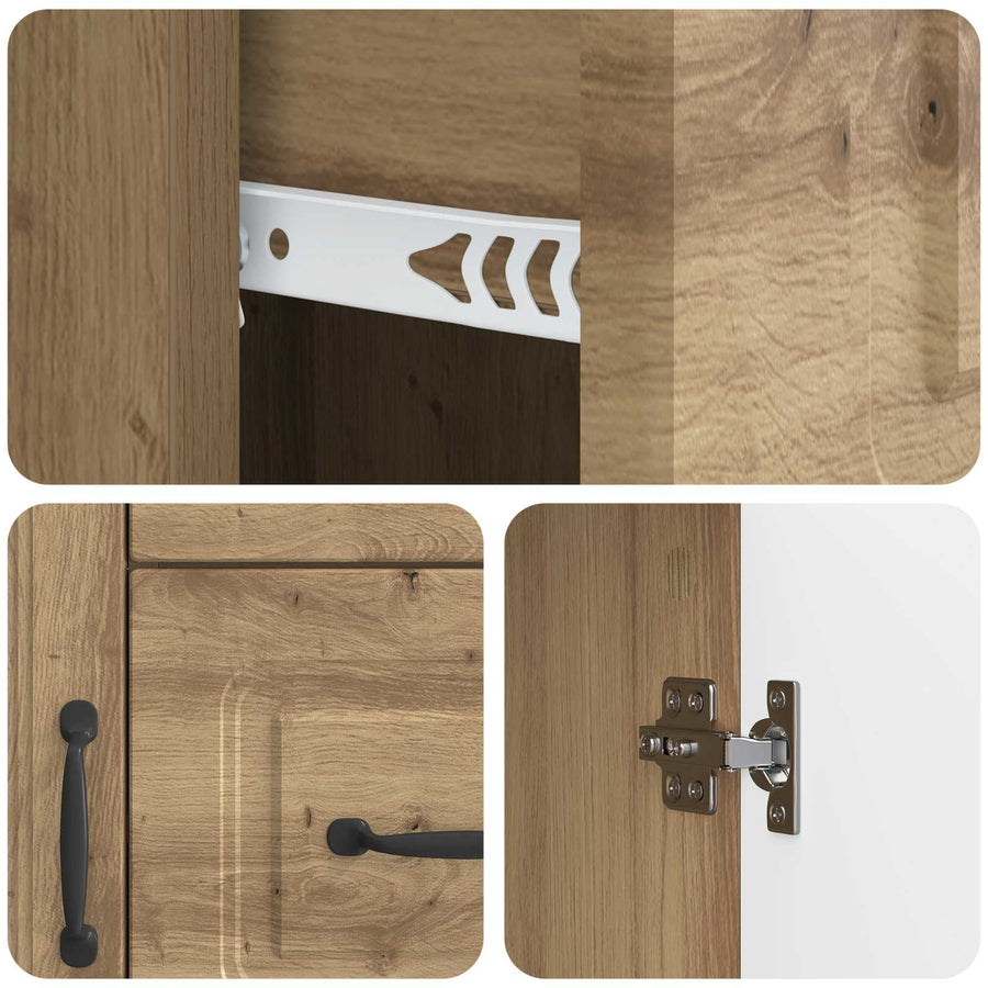 Dressoir Artisanaal eiken 66 x 34,5 x 87 cm Bewerkt hout