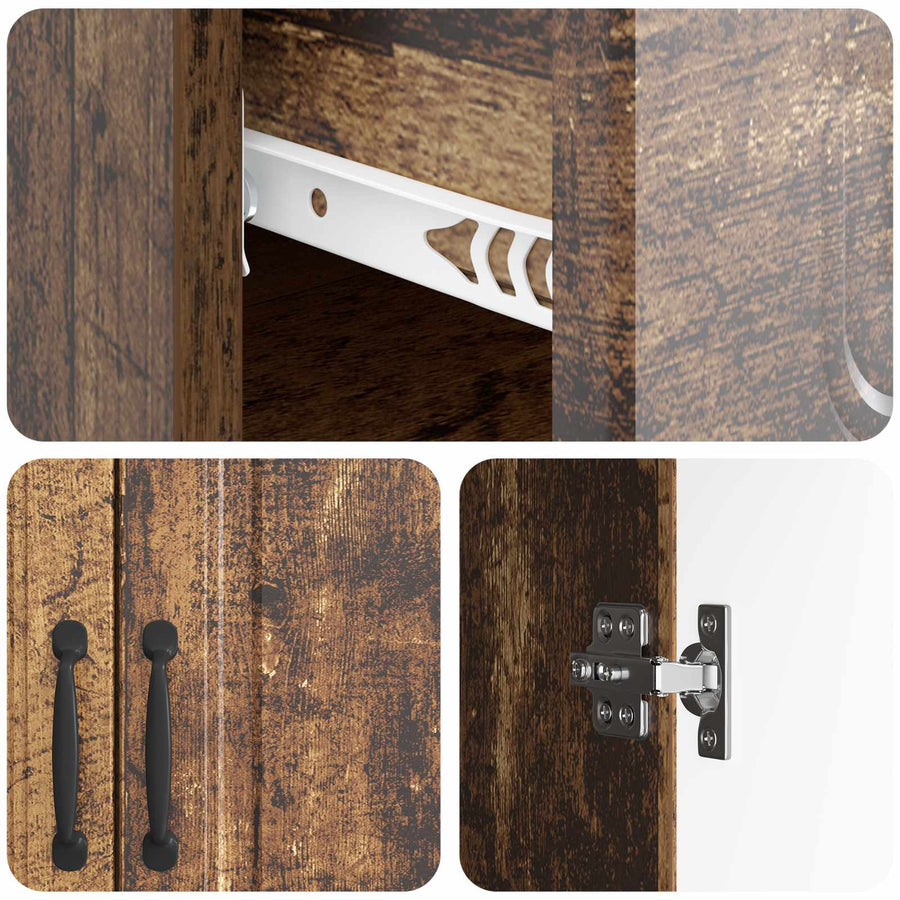 Dressoir met lade Oud hout 66 x 34,5 x 87 cm Bewerkt hout