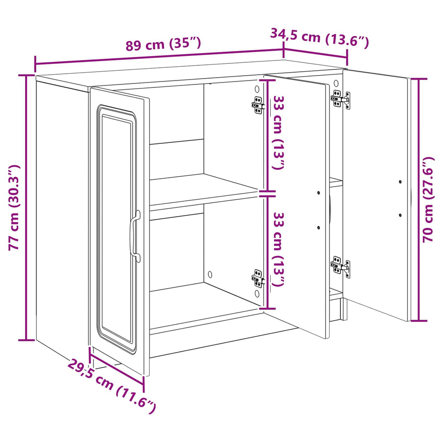 Dressoir Grijs sonoma 89 x 34,5 x 77 cm Bewerkt hout