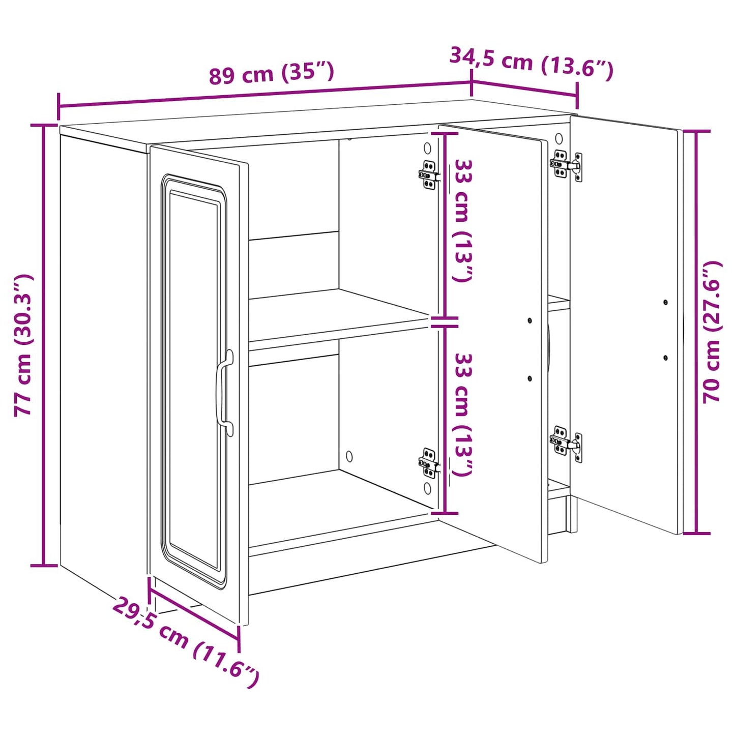 Dressoir Artisanaal eiken 89 x 34,5 x 77 cm Bewerkt hout