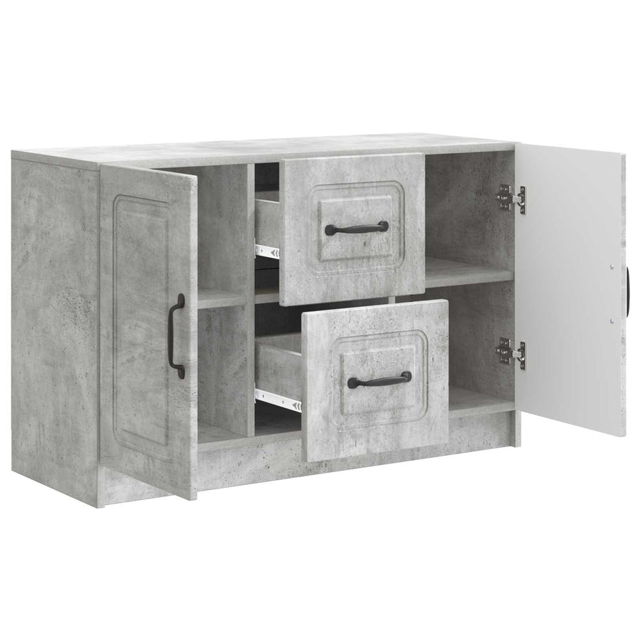 Dressoir met lade Betongrijs 89 x 34,5 x 57 cm Bewerkt hout