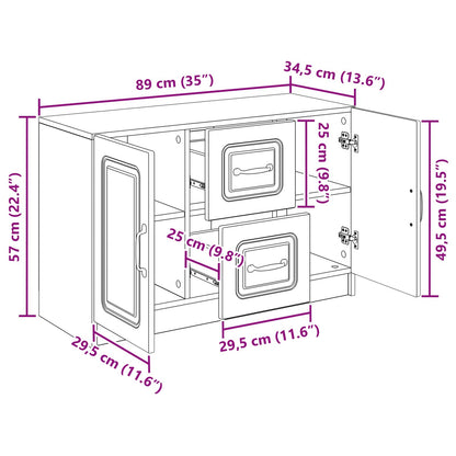 Dressoir met lade Betongrijs 89 x 34,5 x 57 cm Bewerkt hout
