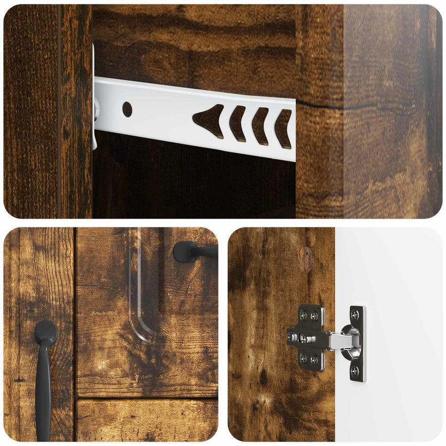 Dressoir met lade Gerookt eiken 89 x 34,5 x 57 cm Bewerkt hout