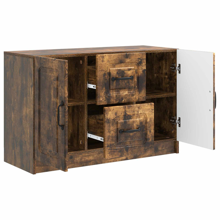 Dressoir met lade Gerookt eiken 89 x 34,5 x 57 cm Bewerkt hout