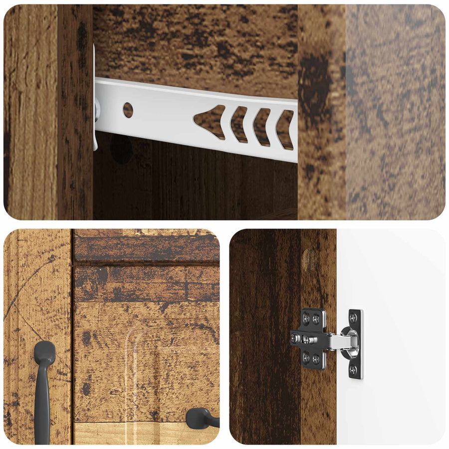 Dressoir met lade Oud hout 89 x 34,5 x 57 cm Bewerkt hout