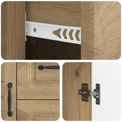 Dressoir Artisanaal eiken 89 x 34,5 x 57 cm Bewerkt hout