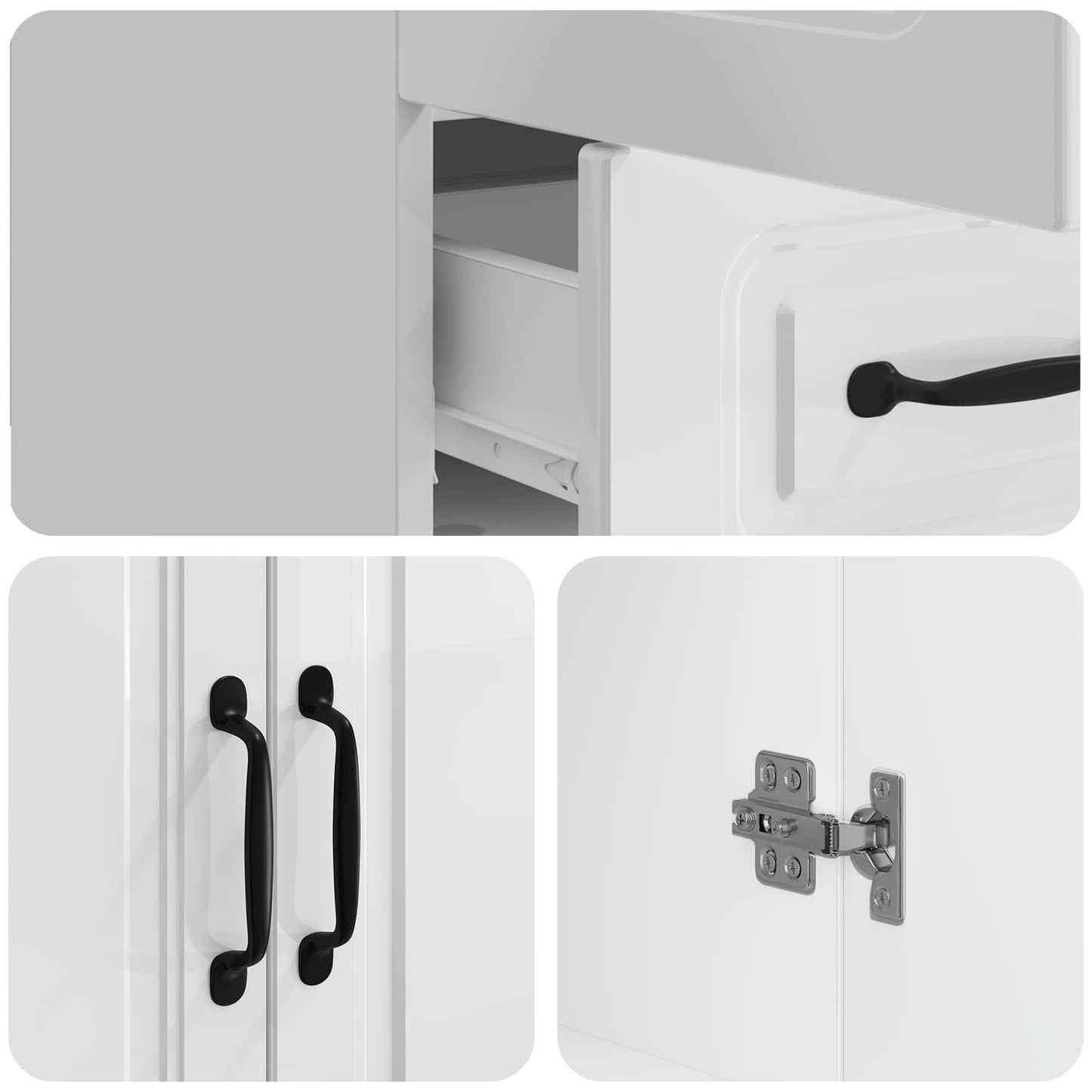 Dressoir met lade Hoogglans Wit 66 x 34,5 x 92 cm Bewerkt hout