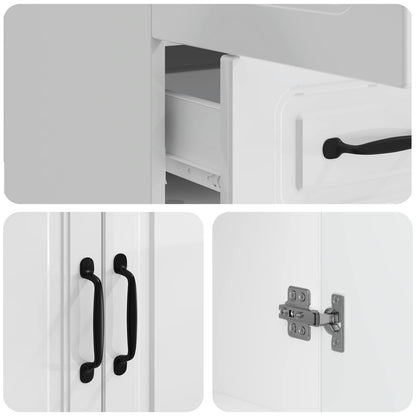 Dressoir met lade Hoogglans Wit 66 x 34,5 x 92 cm Bewerkt hout