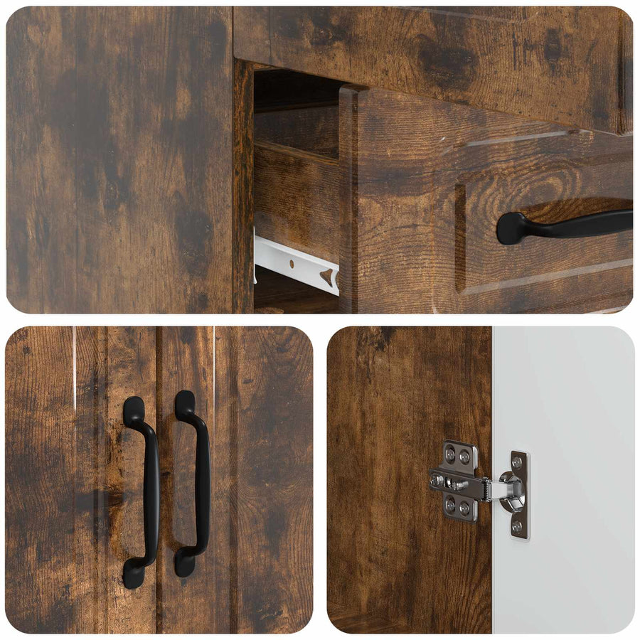 Dressoir met lade Gerookt eiken 66 x 34,5 x 92 cm Bewerkt hout