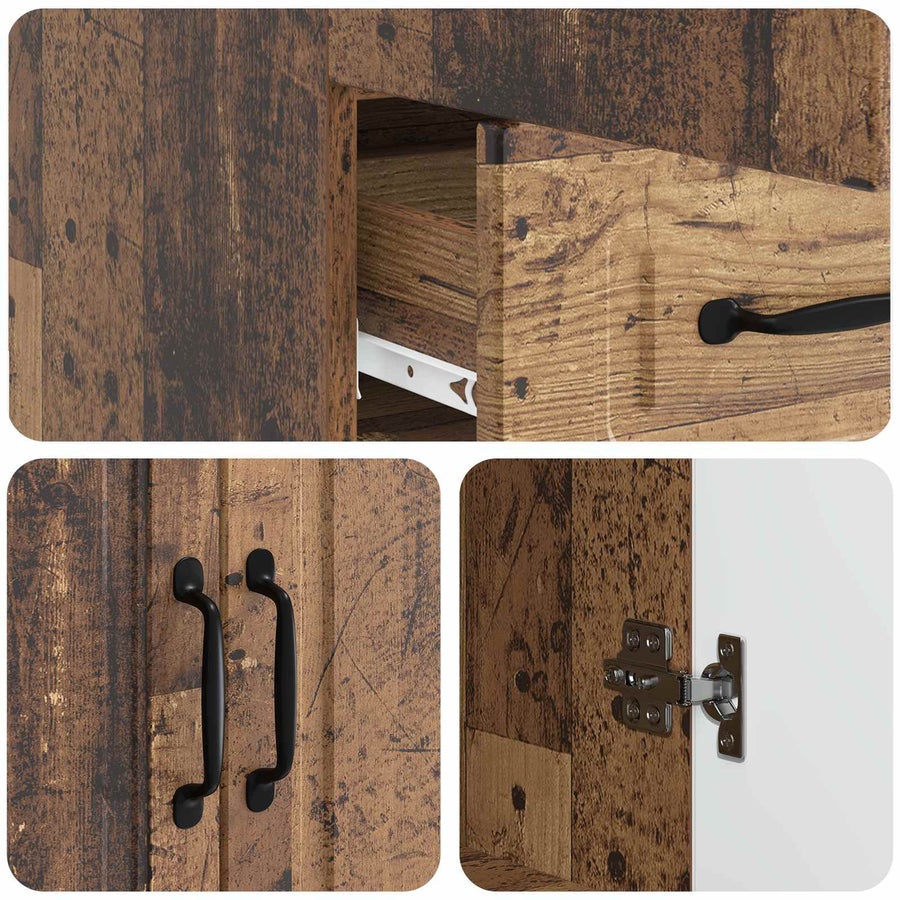 Dressoir met lade Oud hout 66 x 34,5 x 92 cm Bewerkt hout