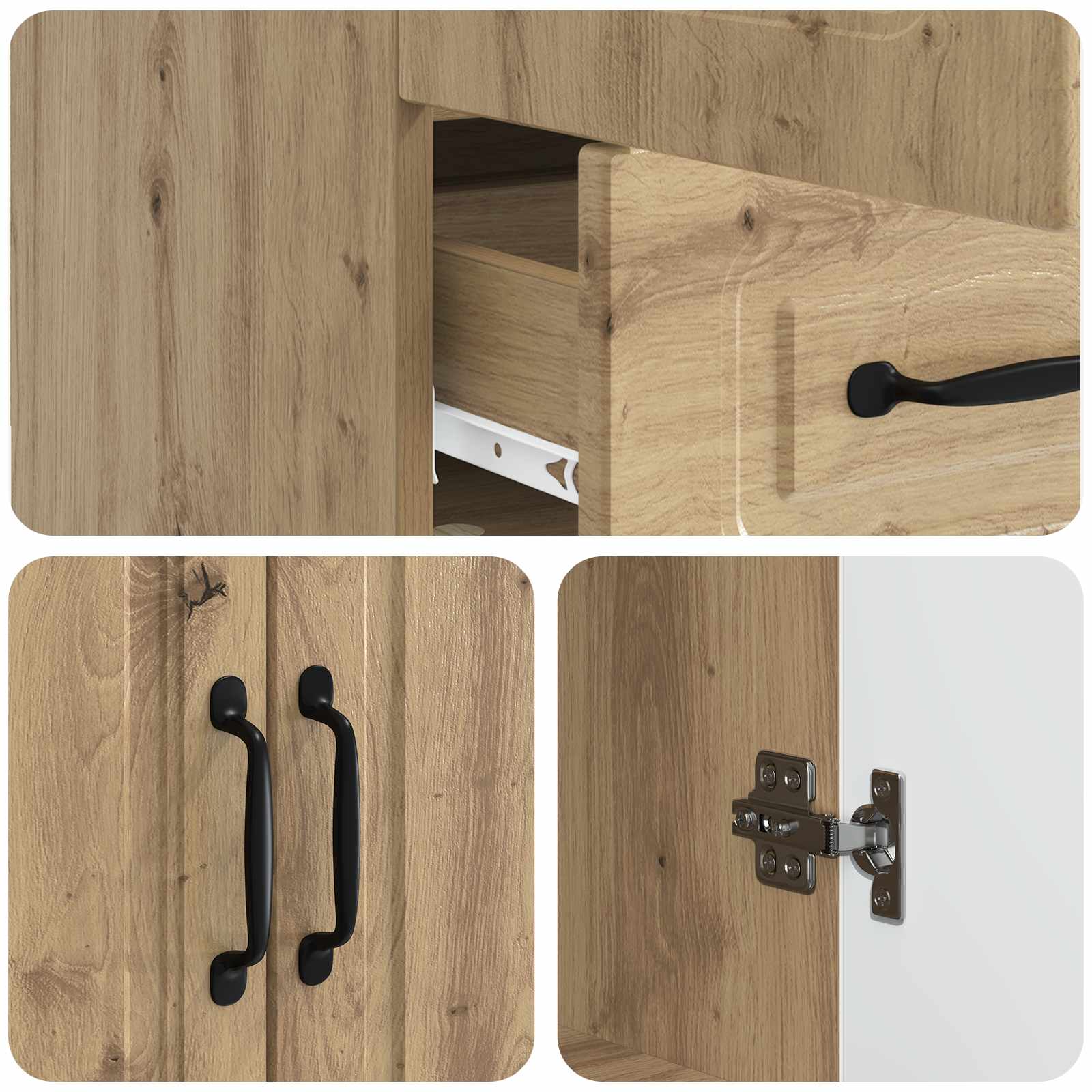 Dressoir Artisanaal eiken 66 x 34,5 x 92 cm Bewerkt hout