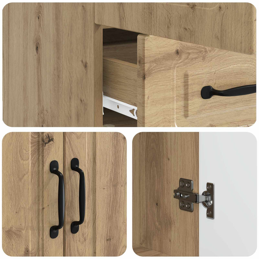 Dressoir Artisanaal eiken 66 x 34,5 x 92 cm Bewerkt hout