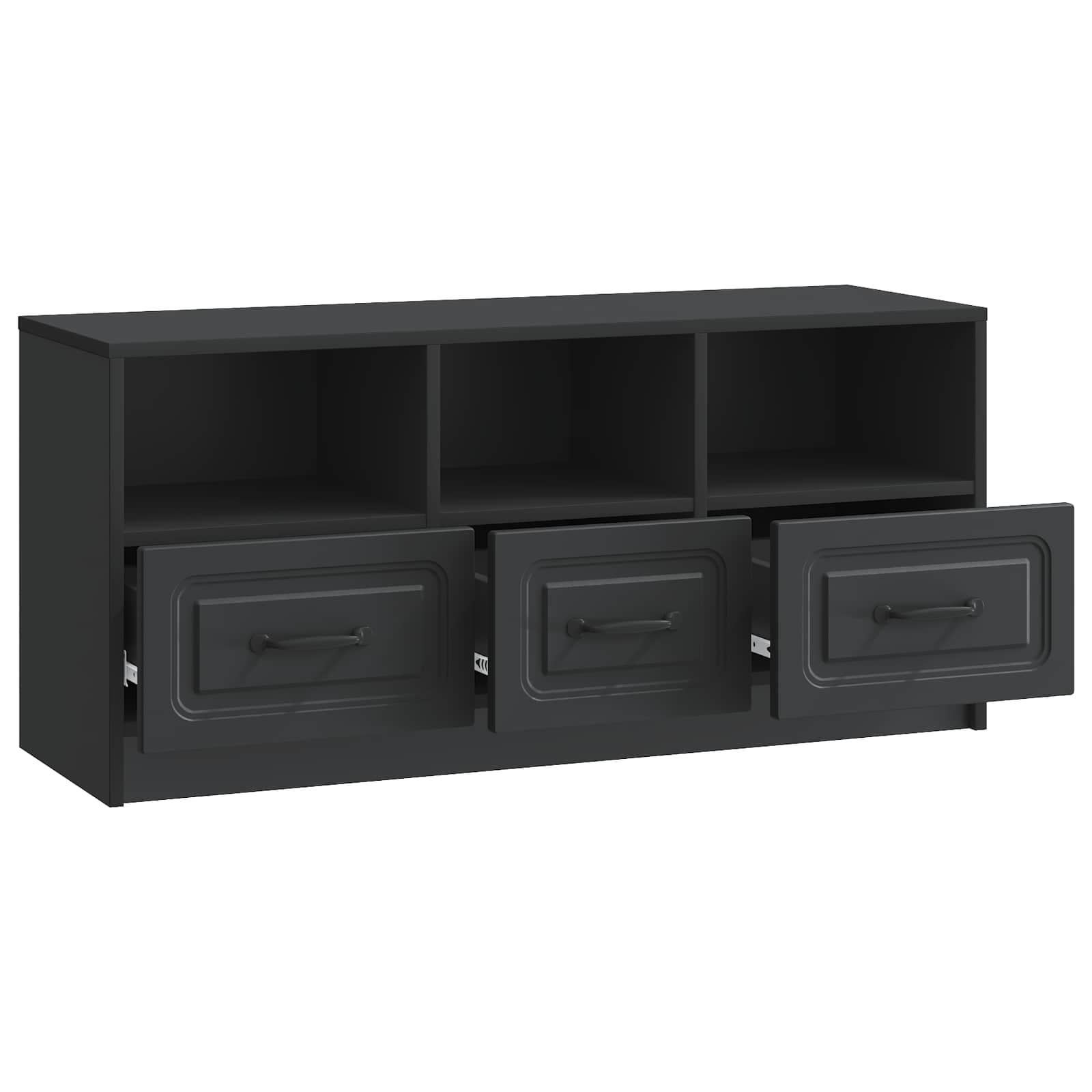 TV-kast met lade Zwart 102 x 34,5 x 47 cm Bewerkt hout