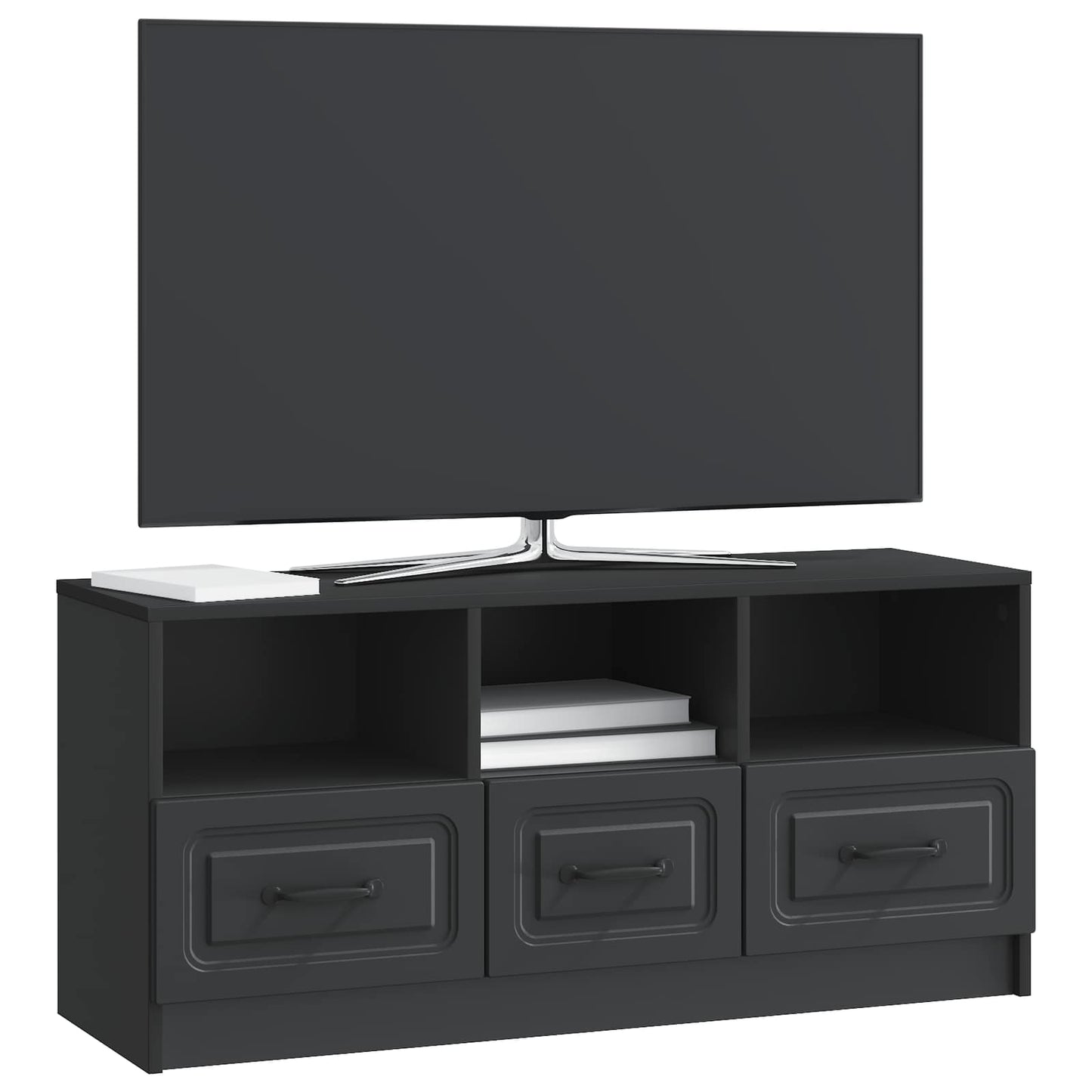 TV-kast met lade Zwart 102 x 34,5 x 47 cm Bewerkt hout