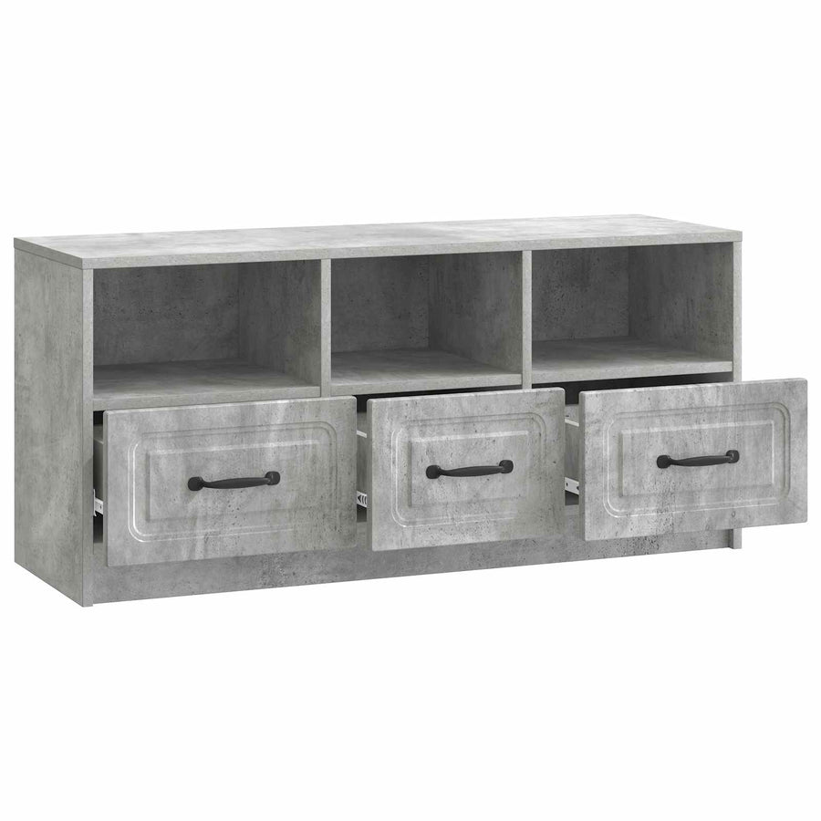 TV-kast met lade Betongrijs 102 x 34,5 x 47 cm Bewerkt hout