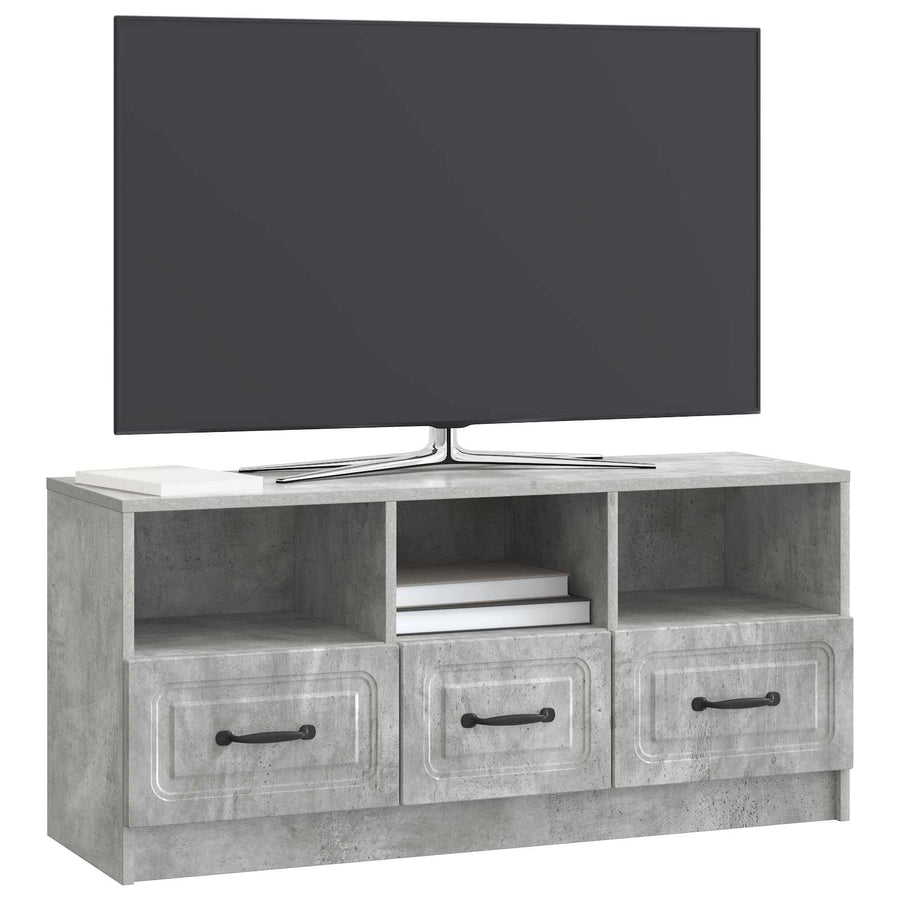 TV-kast met lade Betongrijs 102 x 34,5 x 47 cm Bewerkt hout