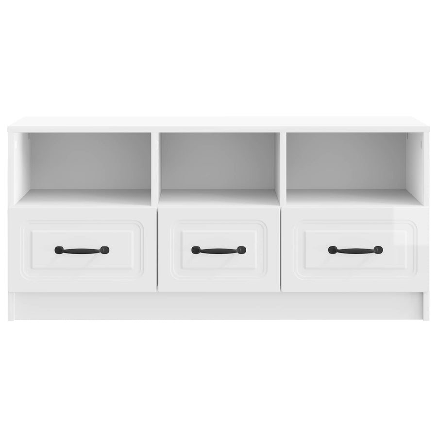 TV-kast met lade Hoogglans Wit 102 x 34,5 x 47 cm Bewerkt hout