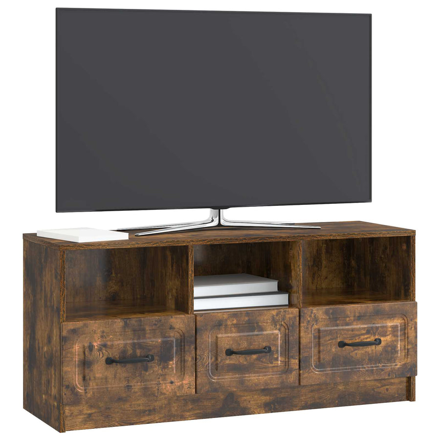 TV-kast met lade Gerookt eiken 102 x 34,5 x 47 cm Bewerkt hout