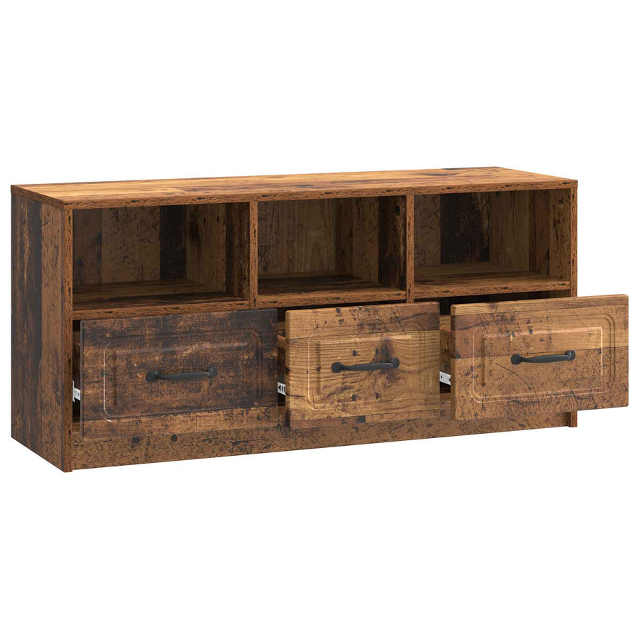 TV-kast met lade Oud hout 102 x 34,5 x 47 cm Bewerkt hout