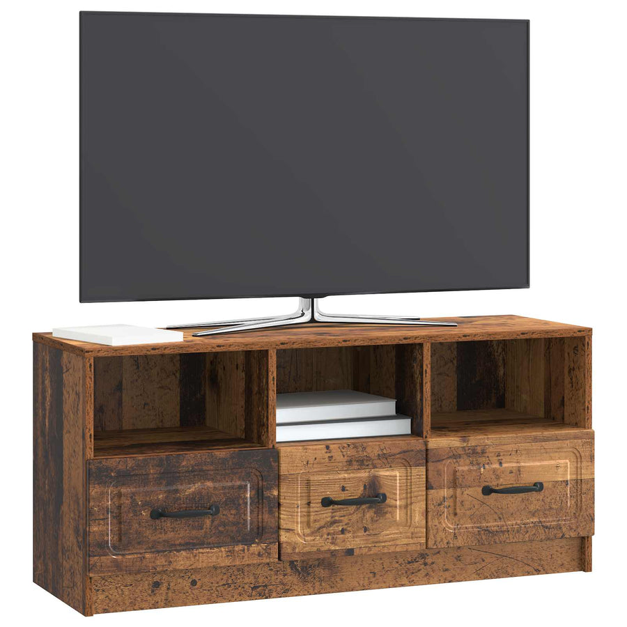 TV-kast met lade Oud hout 102 x 34,5 x 47 cm Bewerkt hout