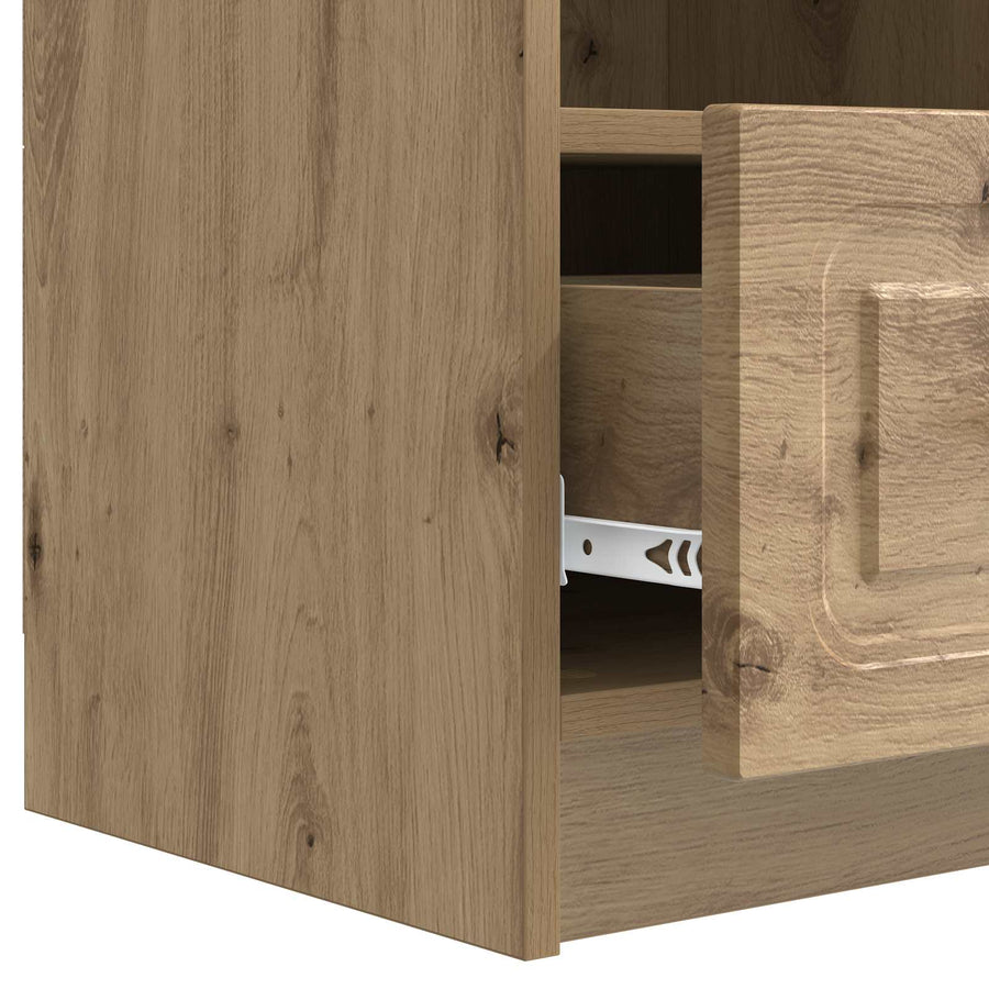 TV-kast Artisanaal eiken 102 x 34,5 x 47 cm Bewerkt hout
