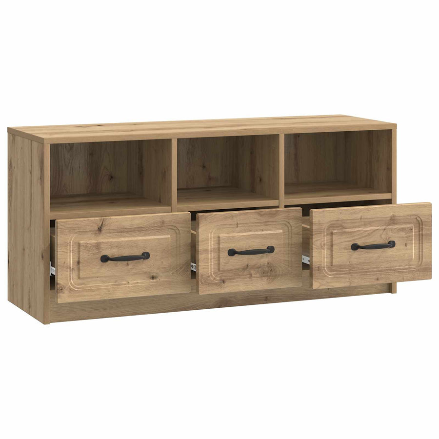 TV-kast Artisanaal eiken 102 x 34,5 x 47 cm Bewerkt hout