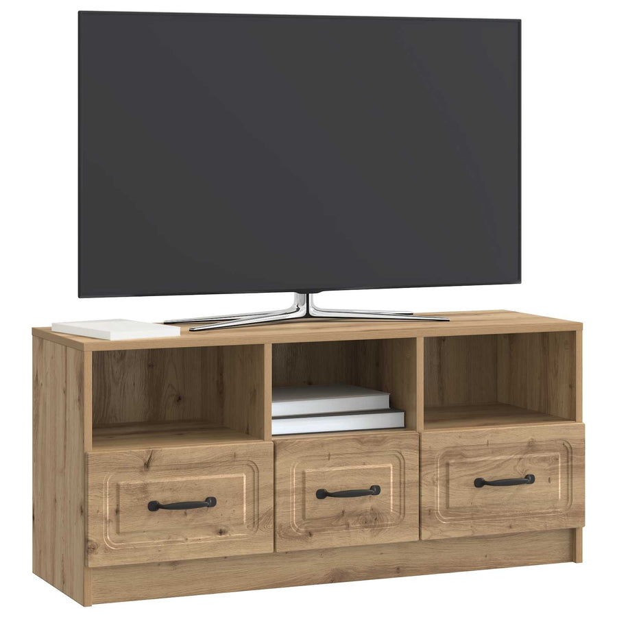 TV-kast Artisanaal eiken 102 x 34,5 x 47 cm Bewerkt hout