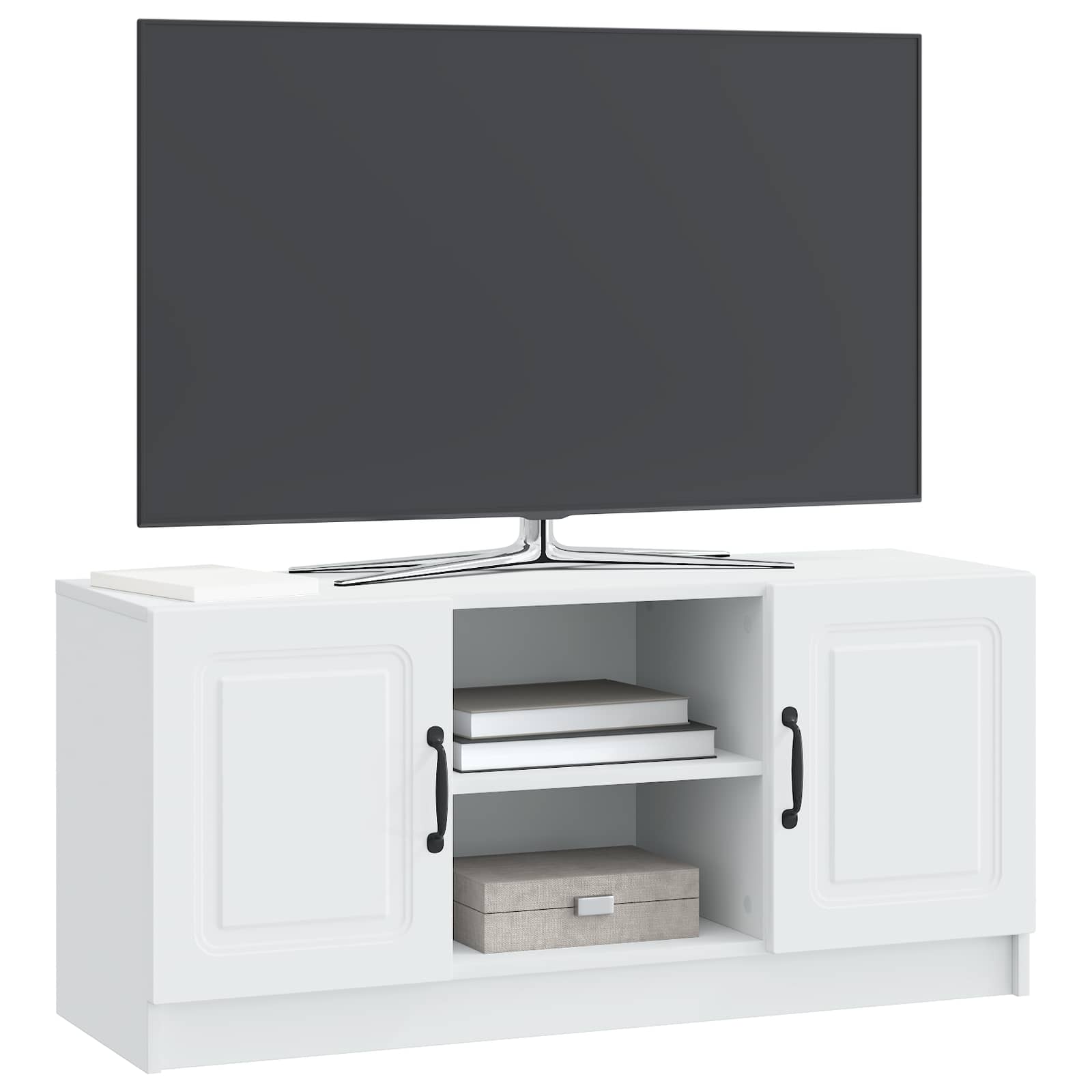 TV-kast Wit 102 x 34,5 x 47 cm Bewerkt hout