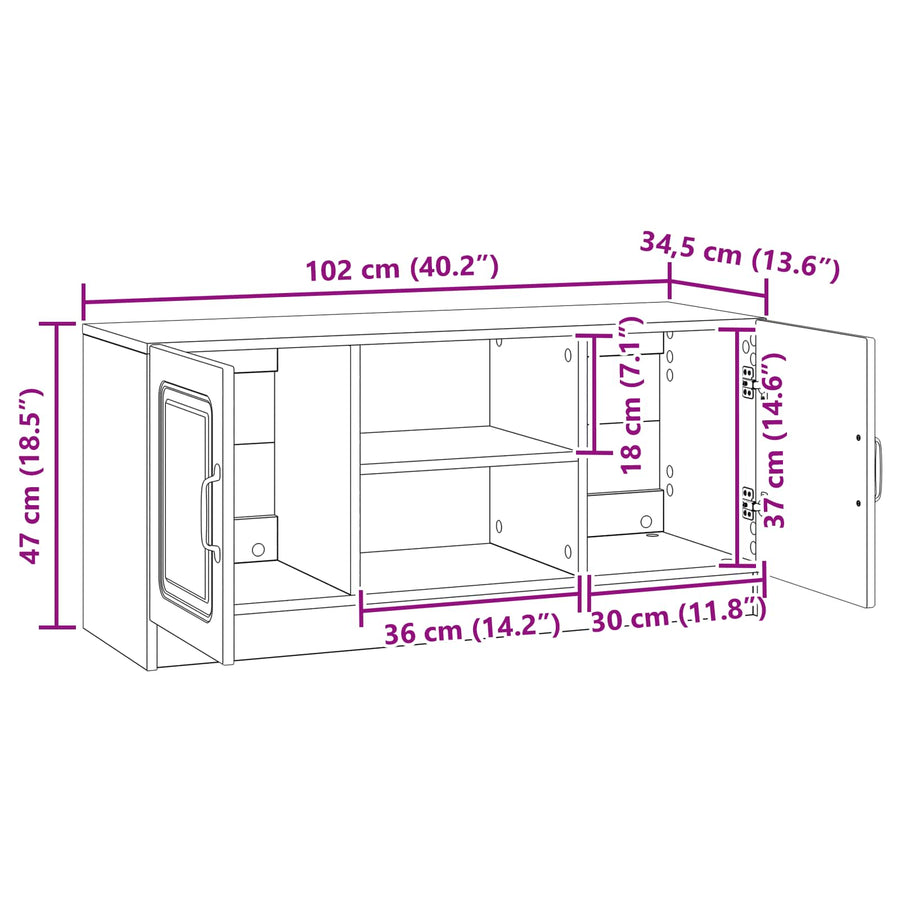 TV-kast Wit 102 x 34,5 x 47 cm Bewerkt hout