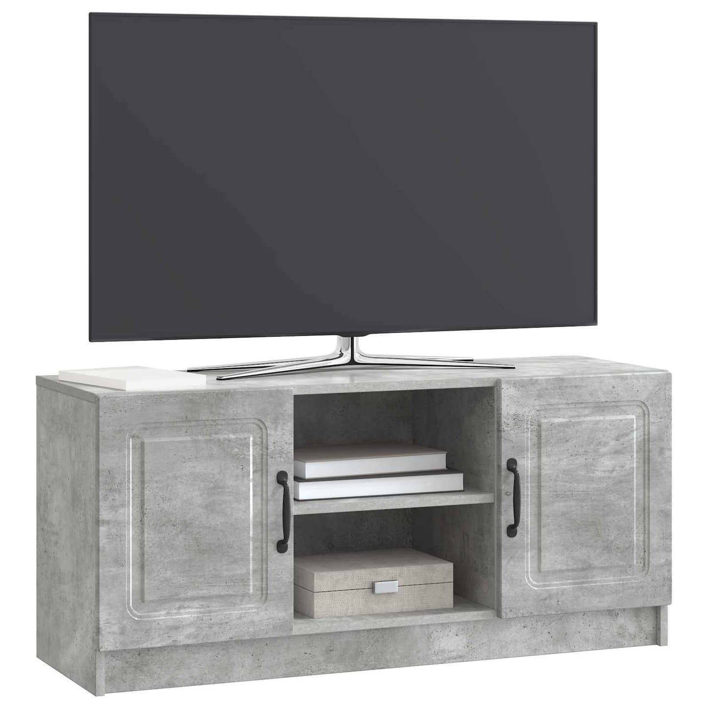 TV-kast Betongrijs 102 x 34,5 x 47 cm Bewerkt hout