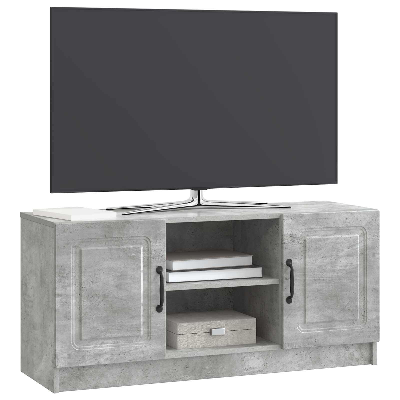 TV-kast Betongrijs 102 x 34,5 x 47 cm Bewerkt hout