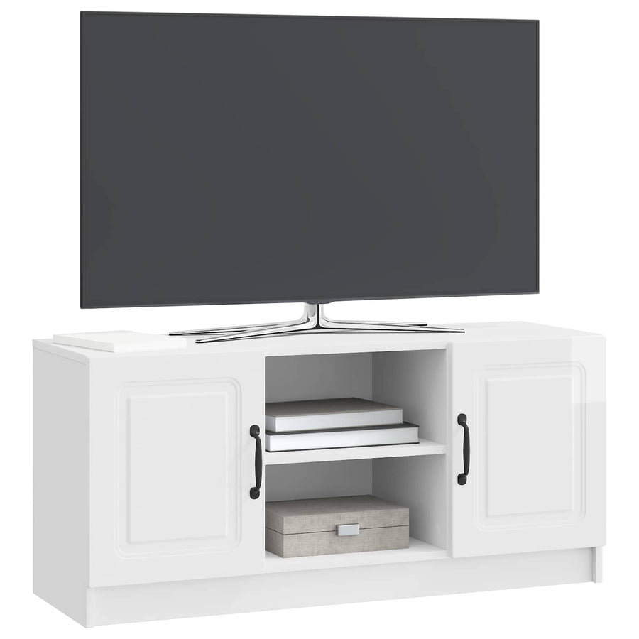 TV-kast Hoogglans Wit 102 x 34,5 x 47 cm Bewerkt hout