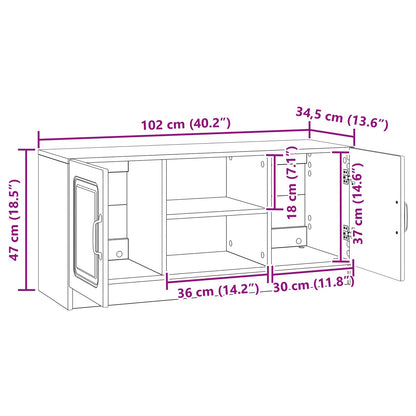 TV-kast Hoogglans Wit 102 x 34,5 x 47 cm Bewerkt hout