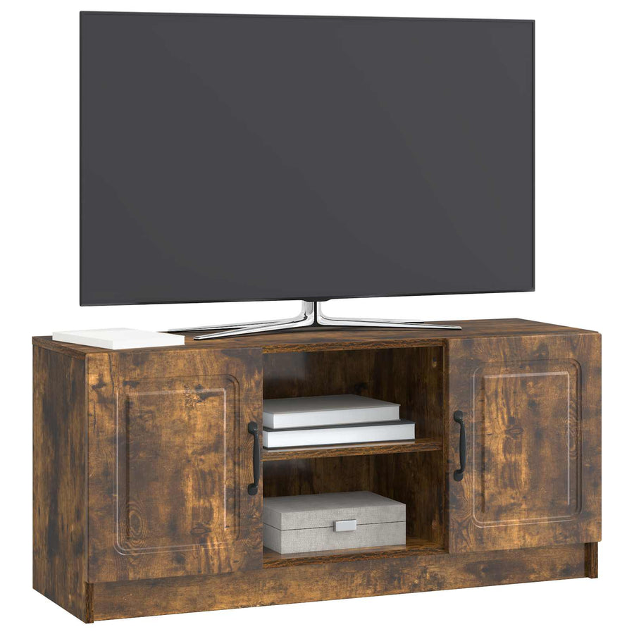 TV-kast Gerookt eiken 102 x 34,5 x 47 cm Bewerkt hout