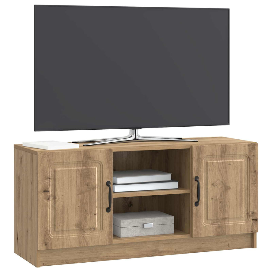 TV-kast Artisanaal eiken 102 x 34,5 x 47 cm Bewerkt hout