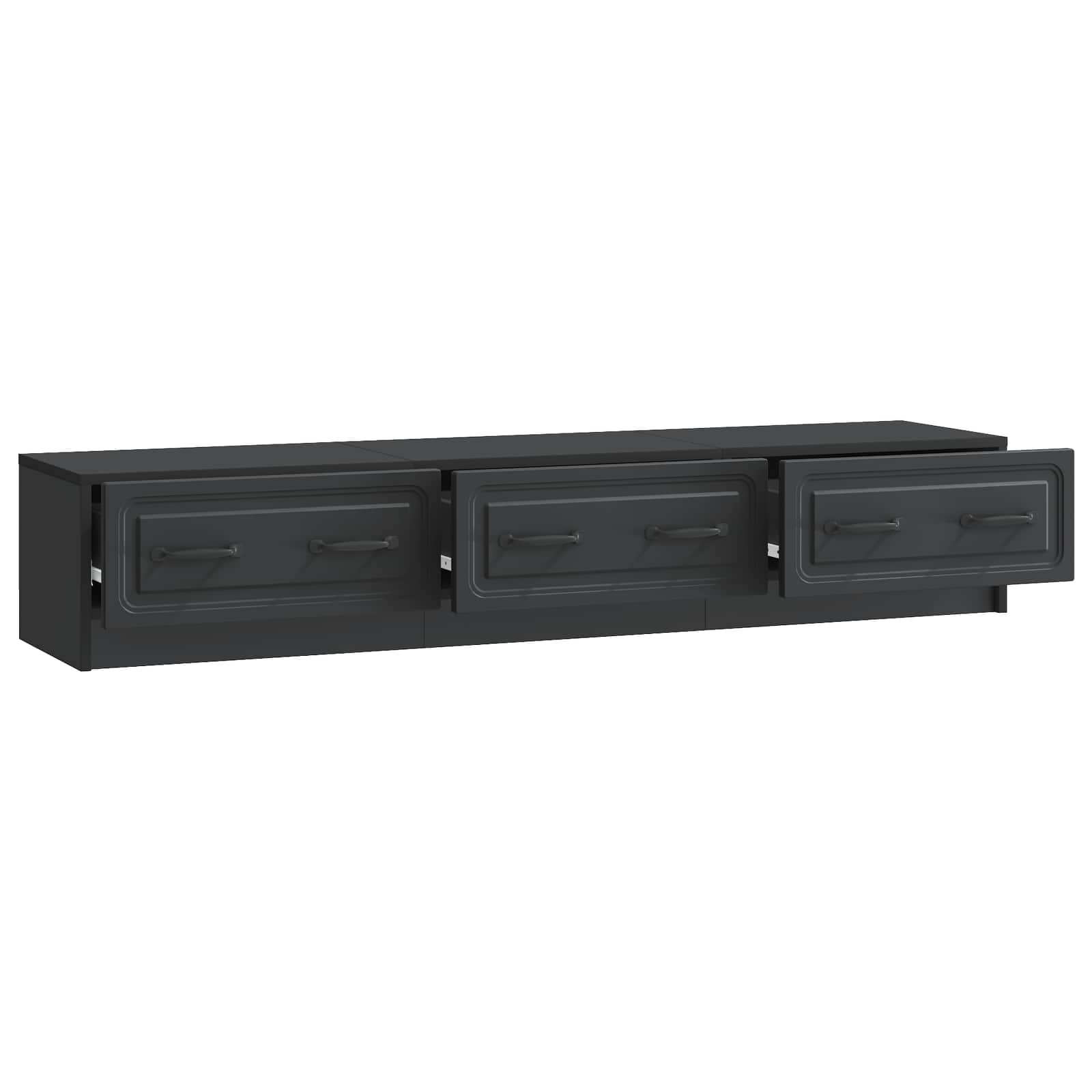 TV-kast met lade Zwart 147 x 34,5 x 27 cm Bewerkt hout