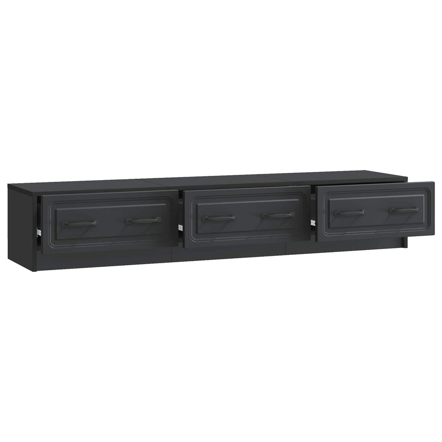 TV-kast met lade Zwart 147 x 34,5 x 27 cm Bewerkt hout