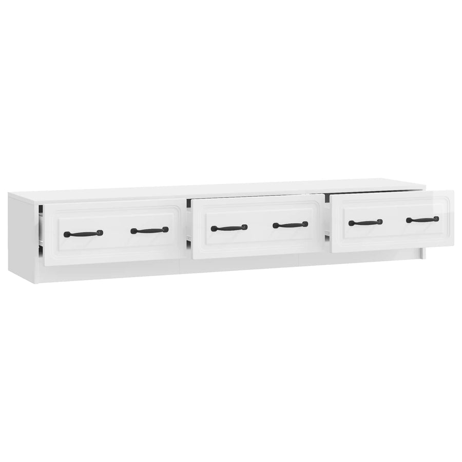 TV-kast met lade Hoogglans Wit 147 x 34,5 x 27 cm Bewerkt hout