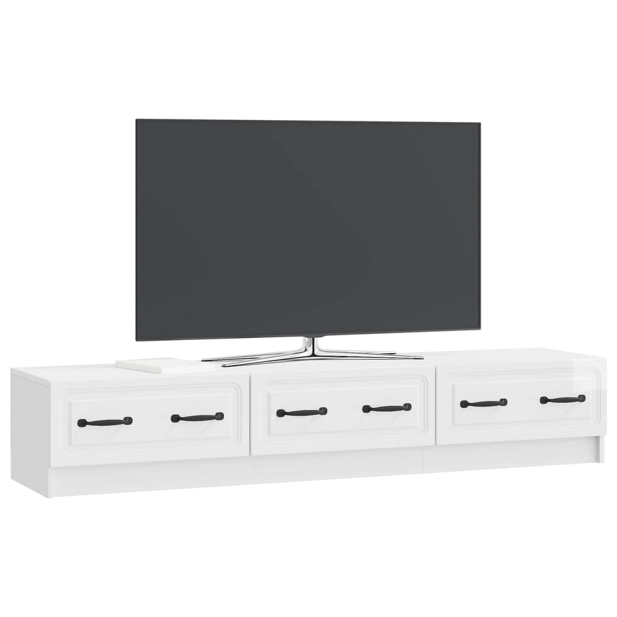 TV-kast met lade Hoogglans Wit 147 x 34,5 x 27 cm Bewerkt hout