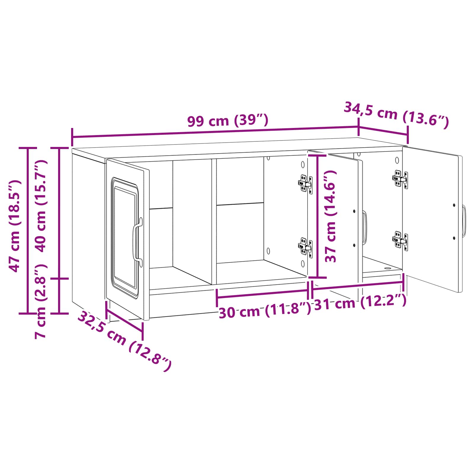 TV-kast Grijs sonoma 99 x 34,5 x 47 cm Bewerkt hout