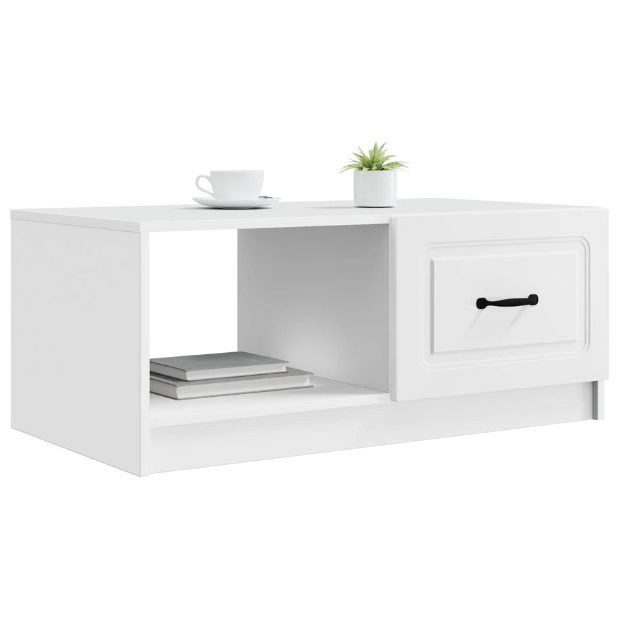 Salontafel Wit 90 x 50 x 37 cm Bewerkt hout